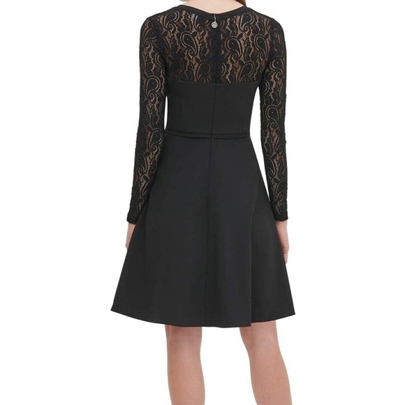 Tommy Hilfiger Lace Sleeve Fit and Flare Dress - Picture 3 of 5
